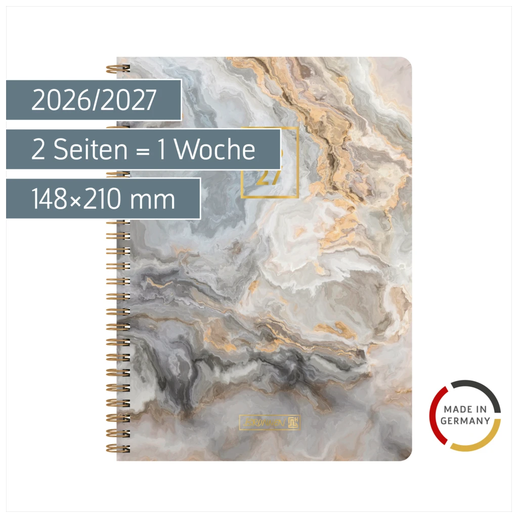 Schülerkalender Style 2026/2027 „Pastel Marble“ | A5, Kunststoff