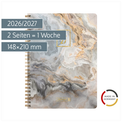 Schülerkalender Style 2026/2027 „Pastel Marble“ | A5, Kunststoff