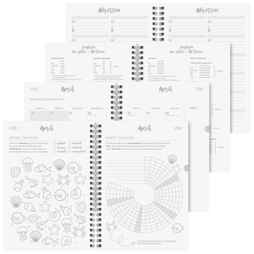 Schülerkalender Style 2025/2026 „Clouds“ | A5, Kunststoff