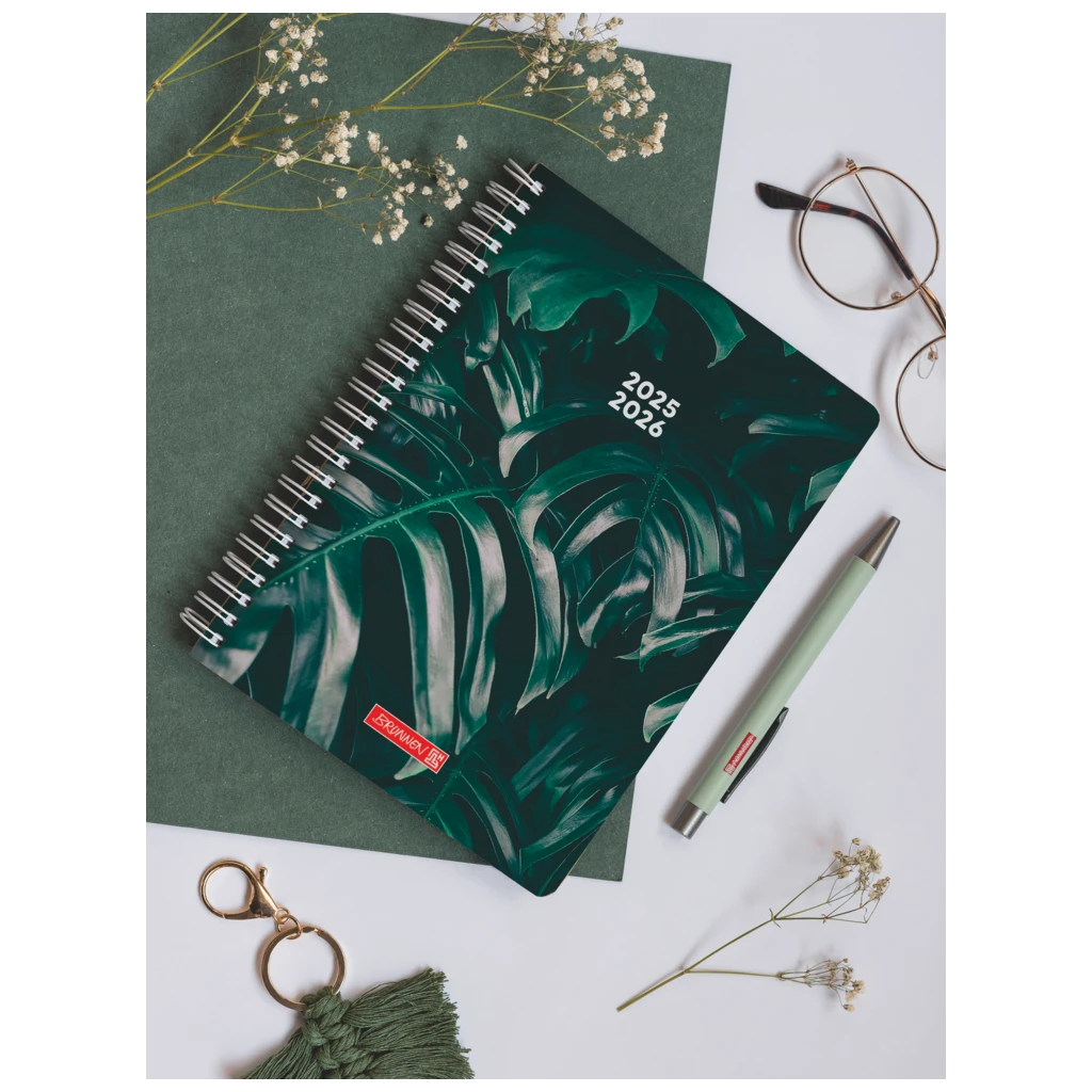 Schülerkalender Style 2025/2026 „Monstera“ | A5, Kunststoff