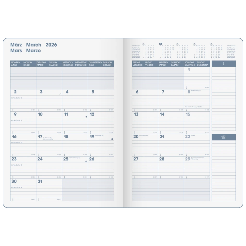 Buchkalender Premium Mod. 739 2026 „SlimLine“ | 170×240 mm, Kunststoff