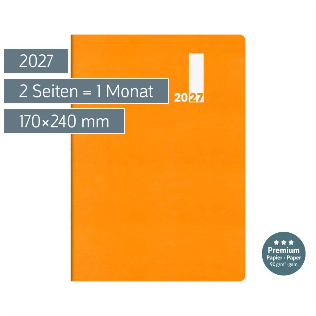 Buchkalender Premium Mod. 739 2027 „SlimLine“ | 170×240 mm, Kunststoff