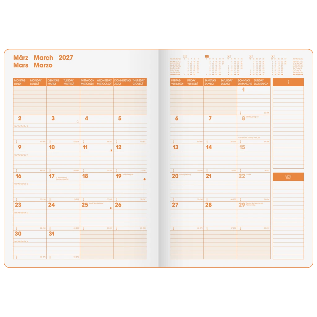 Buchkalender Premium Mod. 739 2027 „SlimLine“ | 170×240 mm, Kunststoff