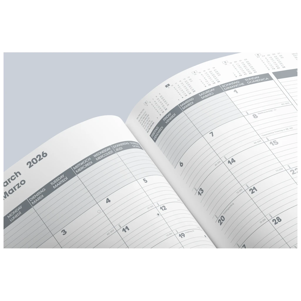 Buchkalender Premium Mod. 739 2026 „SlimLine“ | 170×240 mm, Kunststoff
