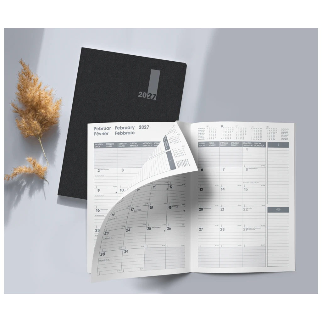 Buchkalender Premium Mod. 739 2027 „SlimLine“ | 170×240 mm, Kunststoff