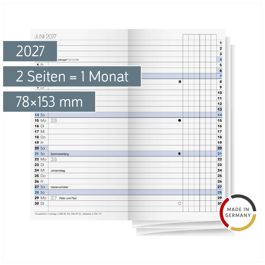 Wochen-Ersatzkalendarium Mod. 740 2027 | 78×153 mm