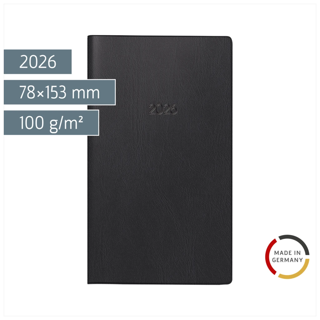 Taschenkalender Mod. 740 2026 | A6, Kunststoff, schwarz