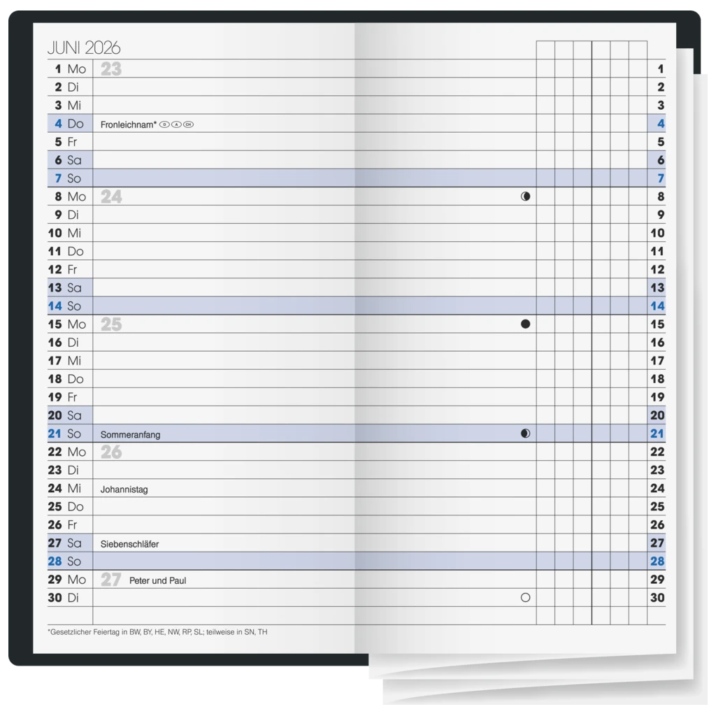 Taschenkalender Mod. 740 2026 | A6, Kunststoff, schwarz