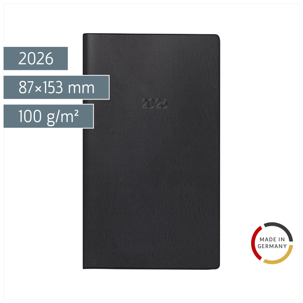 Taschenkalender Mod. 746 2026 | A6, Kunststoff, schwarz