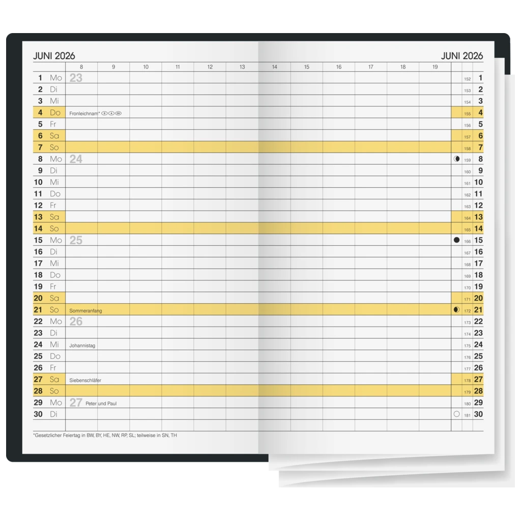 Taschenkalender Mod. 746 2026 | A6, Kunststoff, schwarz