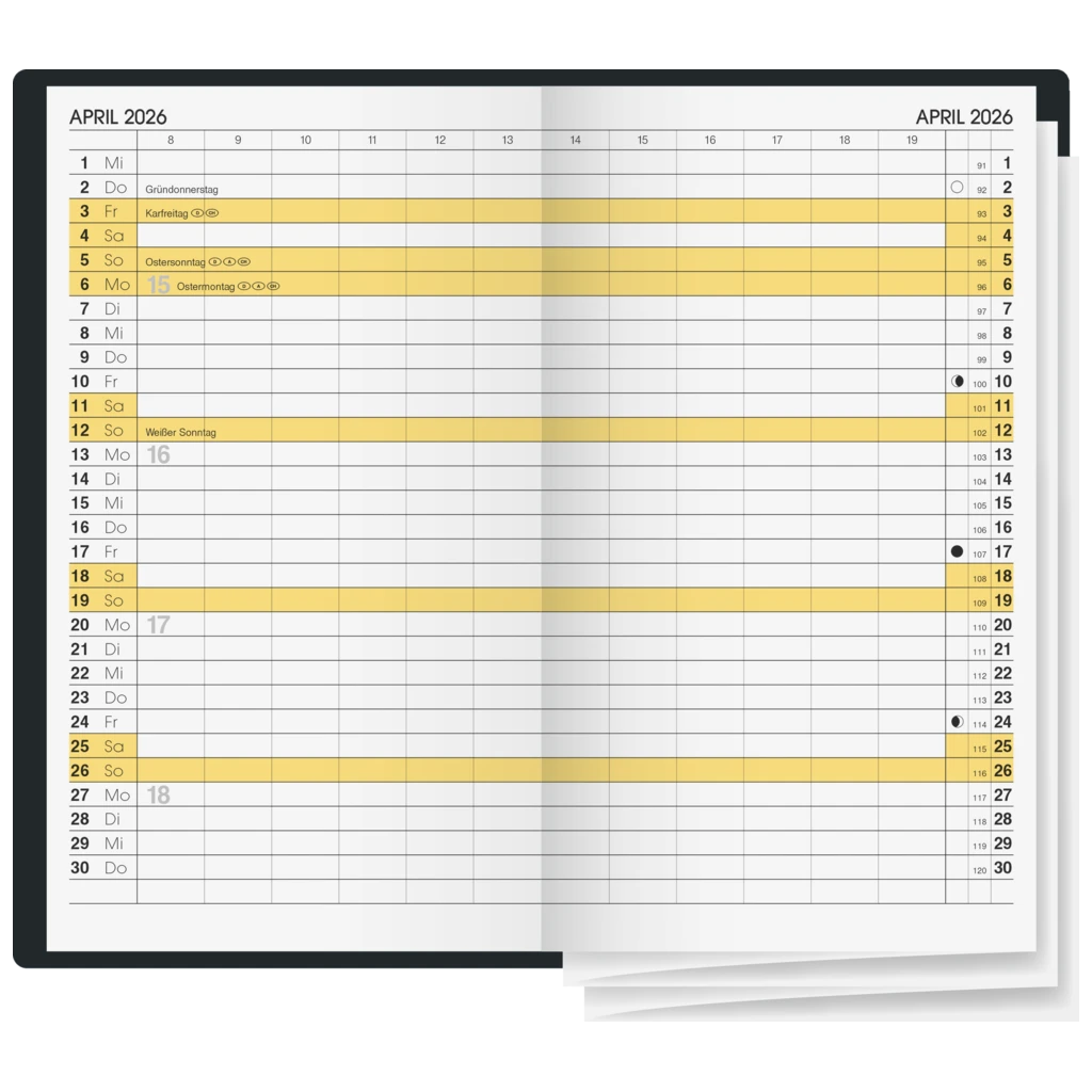 Taschenkalender Mod. 746 '26 | A6, Leder, schwarz