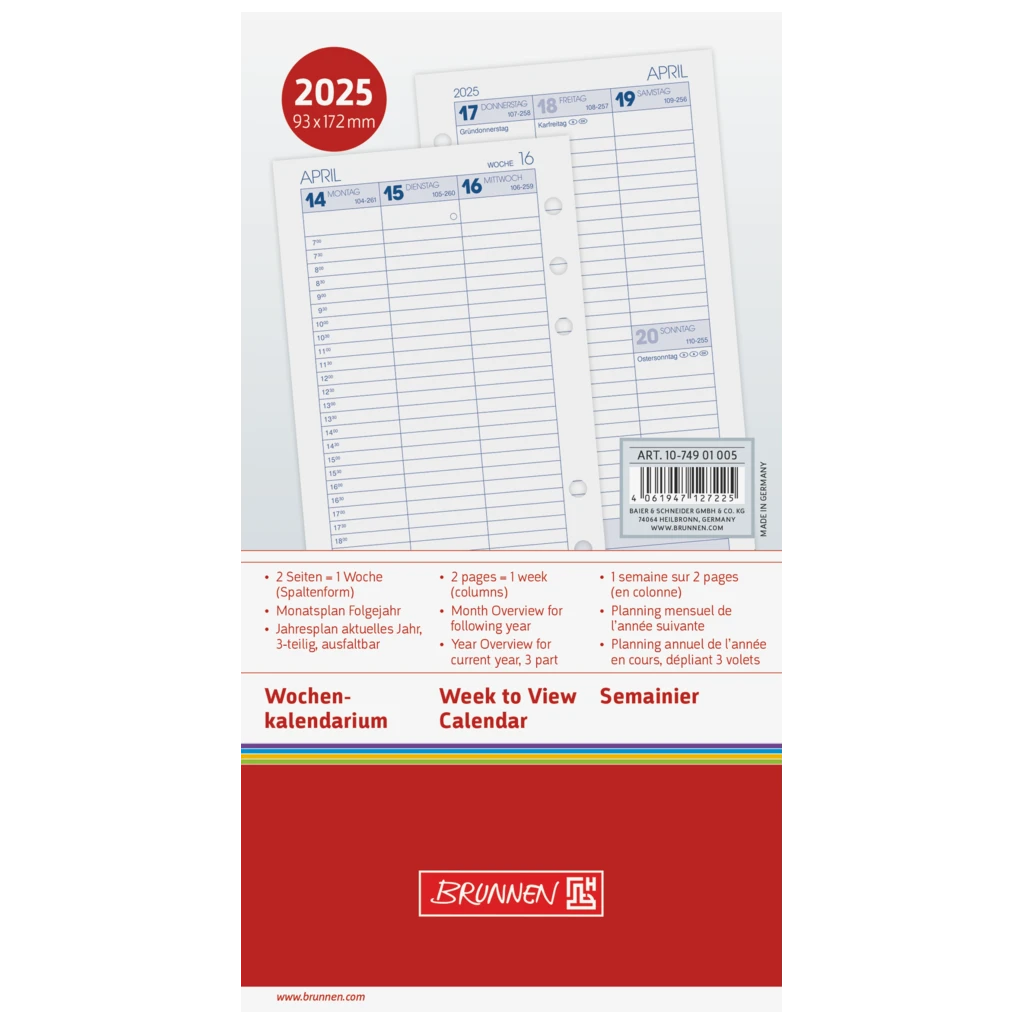 Wochenkalendarium FILIUS 2025 | 93×172 mm
