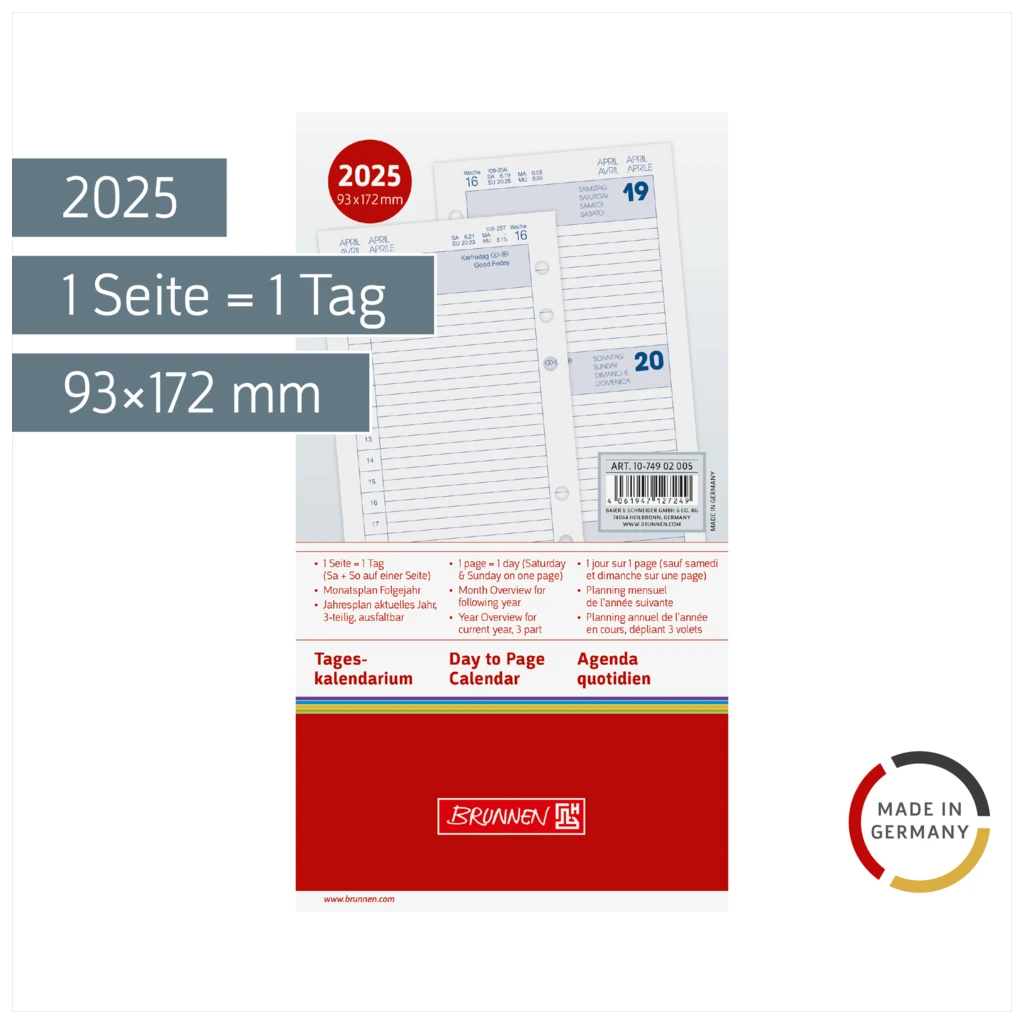Tageskalendarium FILIUS 2025 | 93×172 mm