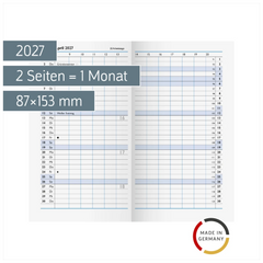 Monats-Ersatzkalendarium Mod. 750 2027 | 87×153 mm, Karton, weiß