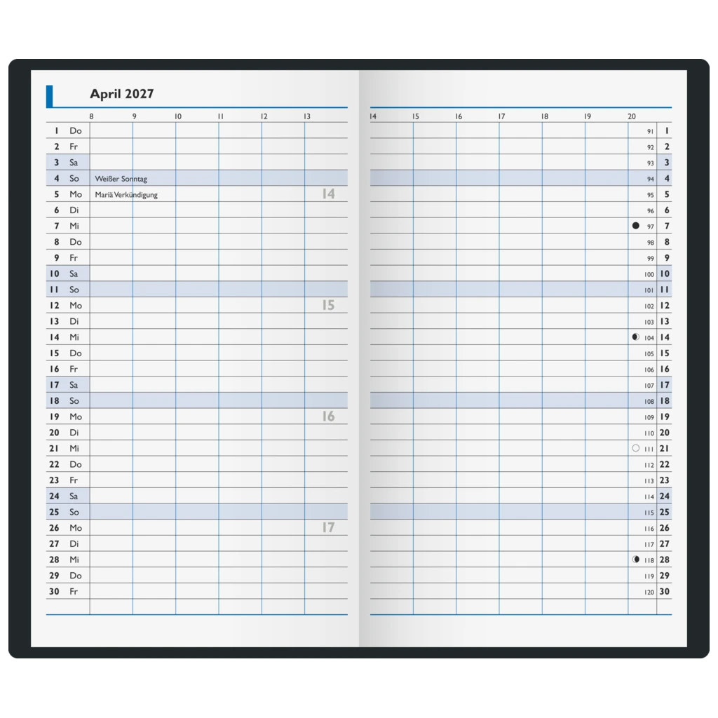 Taschenkalender Mod. 750 2027 | A6, Kunststoff, blau