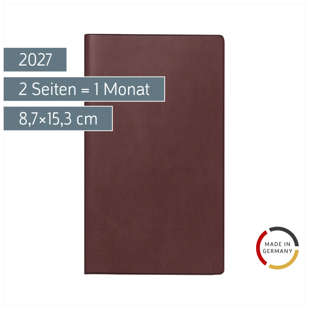Taschenkalender Mod. 750 2027 | A6, Kunstleder, bordeaux