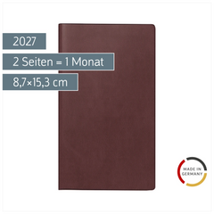 Taschenkalender Mod. 750 2027 | A6, Kunstleder, bordeaux