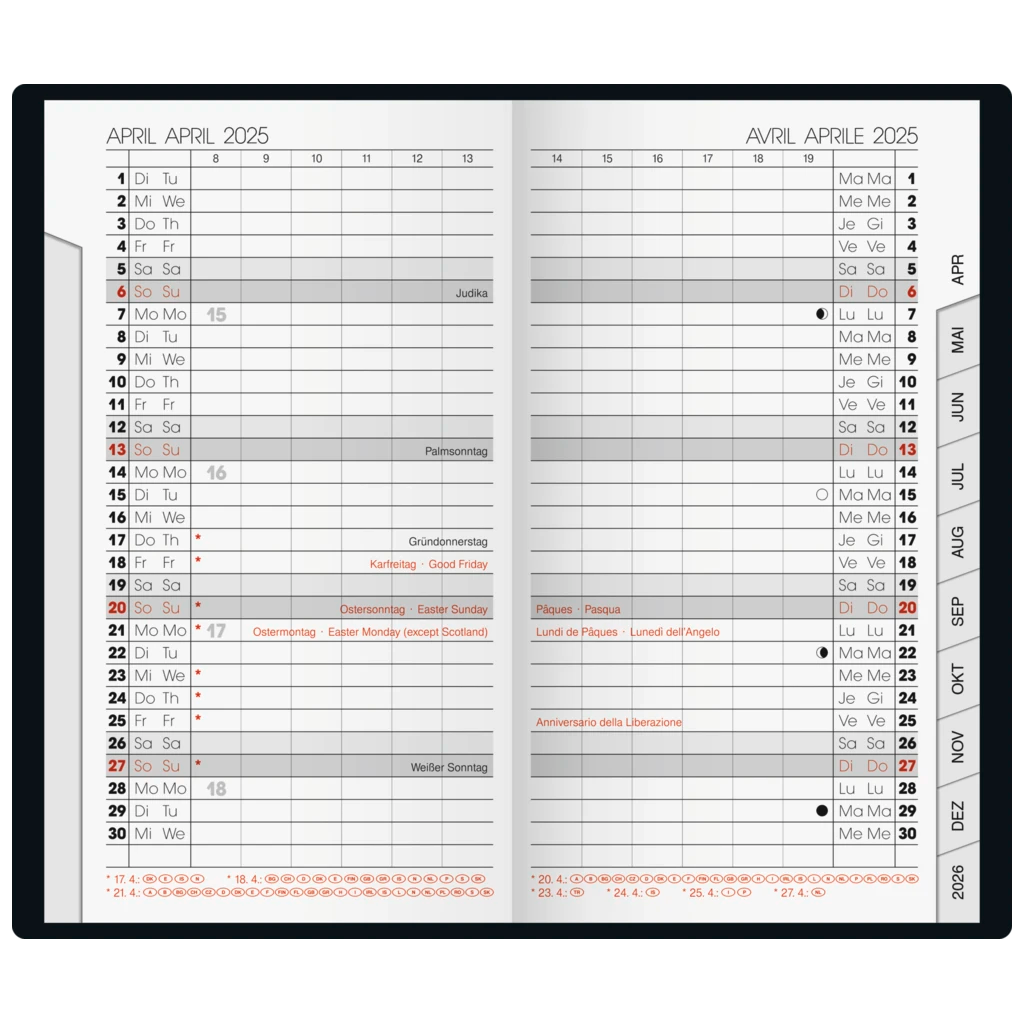 Taschenkalender Mod. 751 '25 | A6, Kunststoff, silberfarben