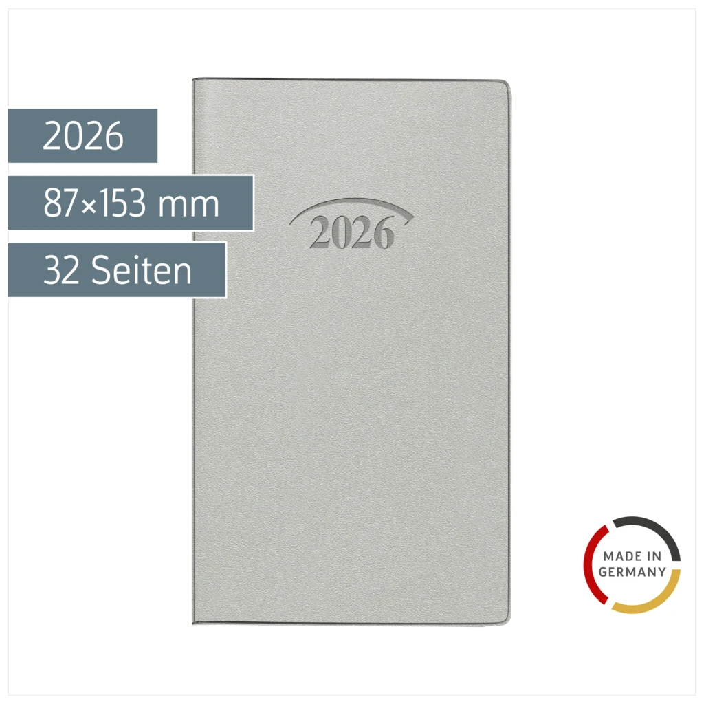 Taschenkalender Mod. 751 2026 | A6, Kunststoff, silber