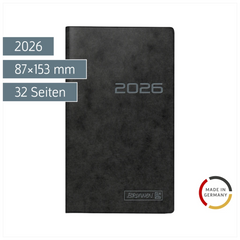 Taschenkalender Mod. 753 2026 | A6, Karton, schwarz