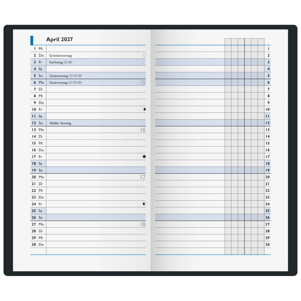 Taschenkalender Mod. 753 2027 | A6, Karton, schwarz