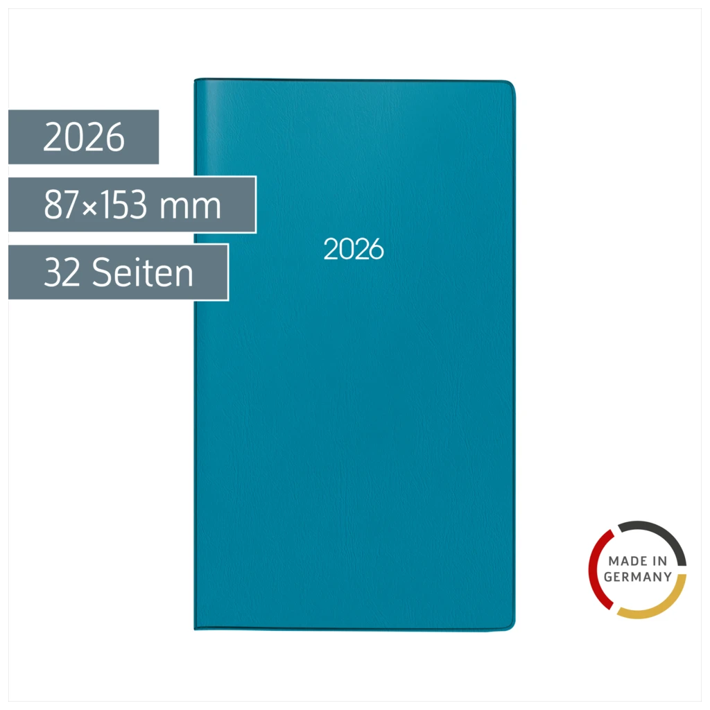 Taschenkalender Mod. 753 2026 | A6, Kunststoff, petrol