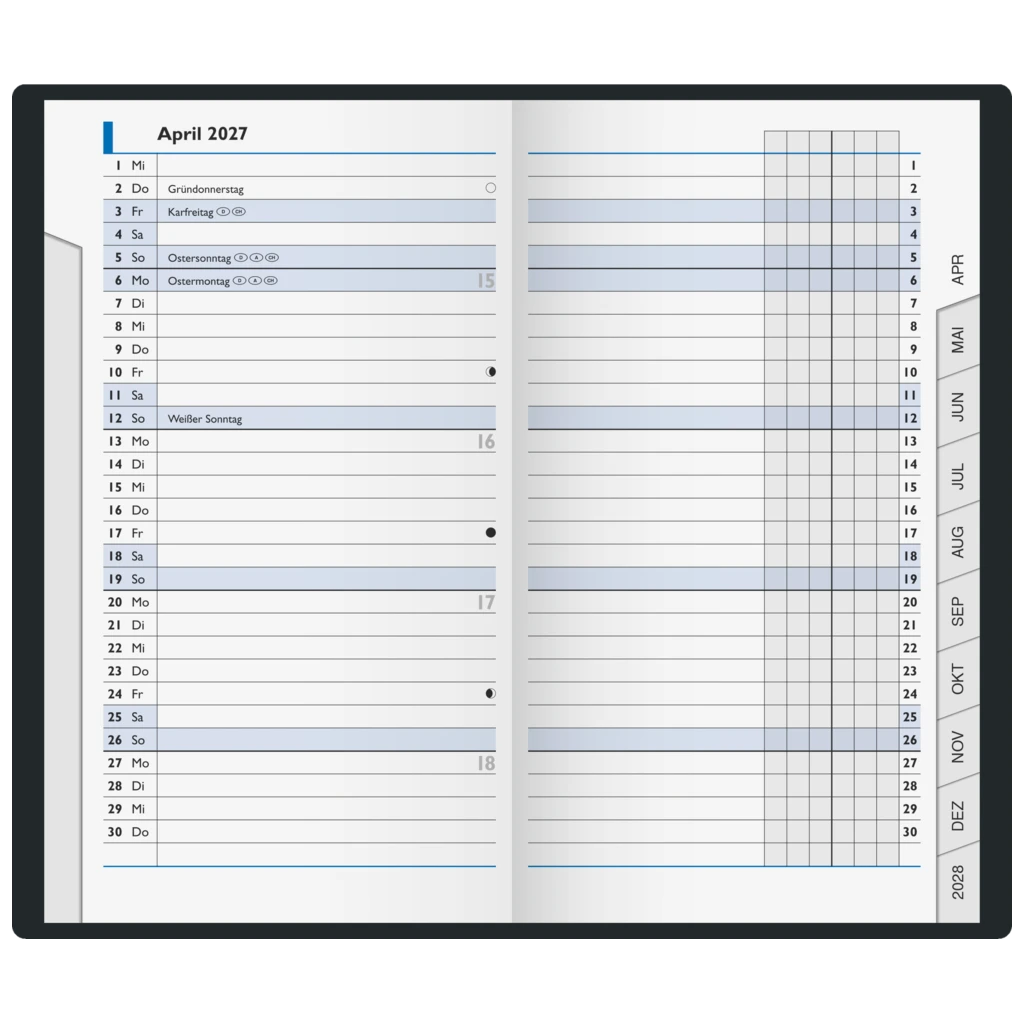 Taschenkalender Mod. 753 2027 | A6, Kunststoff, schwarz