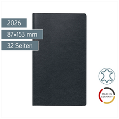 Taschenkalender Mod. 753 2026 | A6, Leder, schwarz