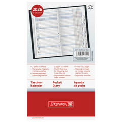 Taschenkalender Mod. 753 2026 | A6, Leder, schwarz