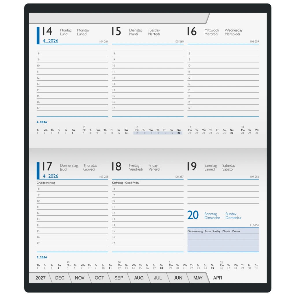 Taschenkalender Mod. 755 2026 | A6 quer, Kunststoff, schwarz