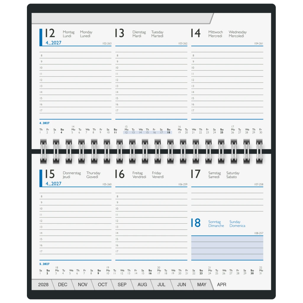 Taschenkalender Mod. 755 2027 | A6 quer, Kunstleder, blau