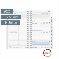 Wochen-Ersatzkalendarium Mod. 756 2026 | 87×153 mm, Karton, weiß