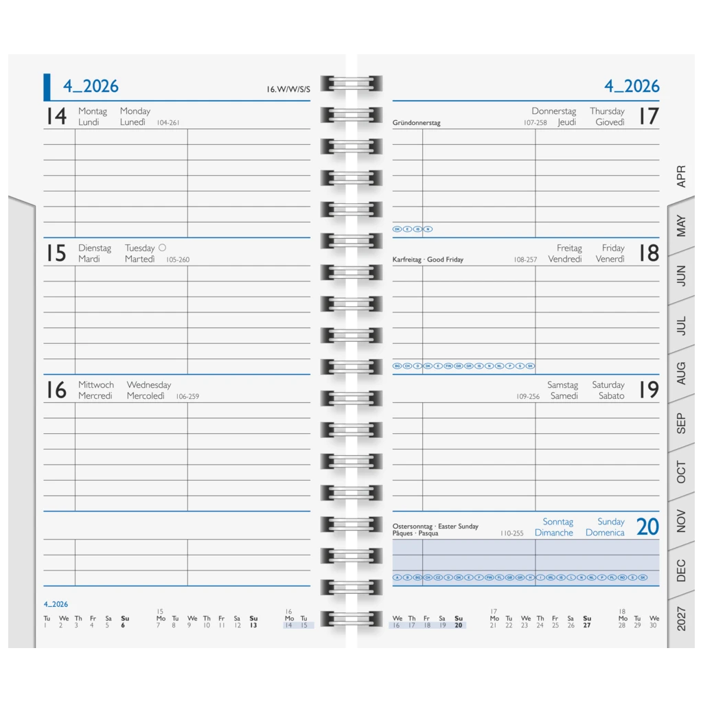 Wochen-Ersatzkalendarium Mod. 756 2026 | 87×153 mm, Karton, weiß