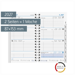 Wochen-Ersatzkalendarium Mod. 756 2027 | 87×153 mm, Karton, weiß