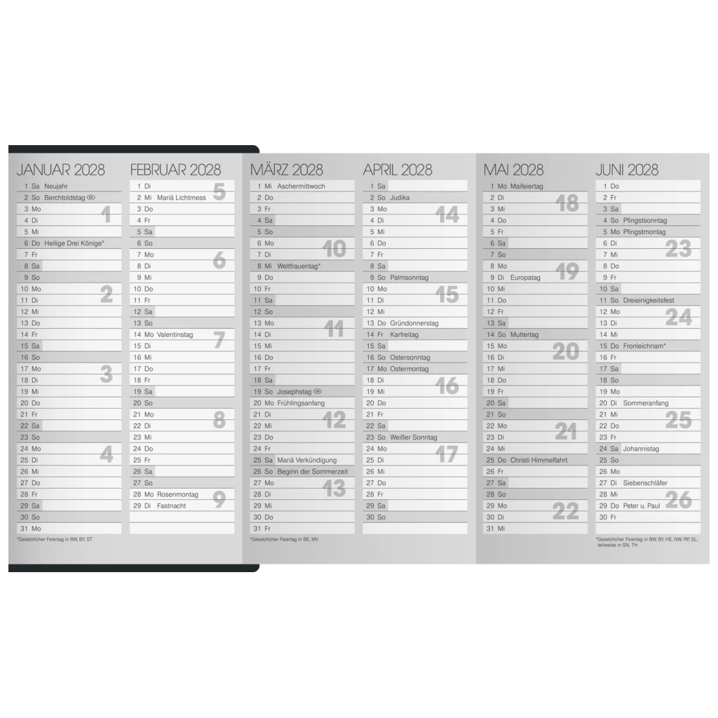 Taschenkalender Mod. 756 2027 | A6, Kunststoff, schwarz