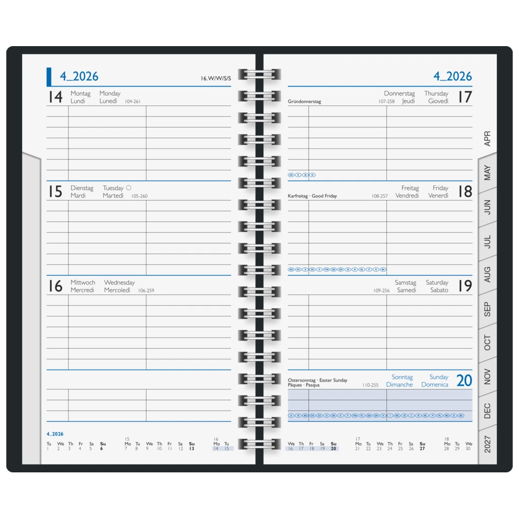 Taschenkalender Mod. 756 2026 | A6, Leder, schwarz