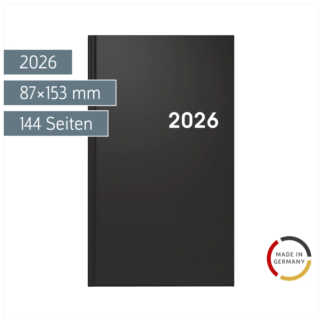Taschenkalender Mod. 756 2026 | A6, Kunststoff, schwarz