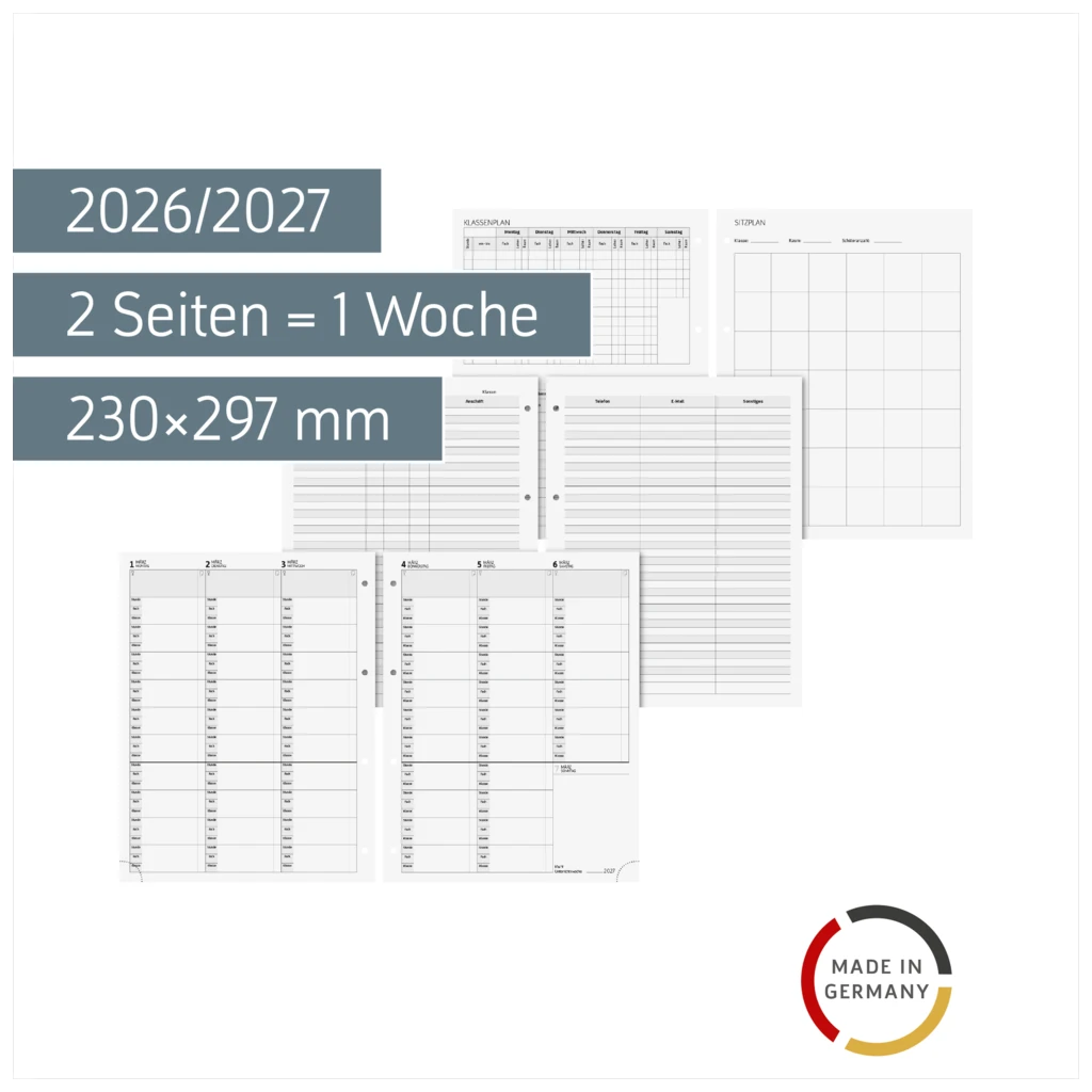Wochen-Ersatzkalendarium 2026/2027 | 230×297 mm