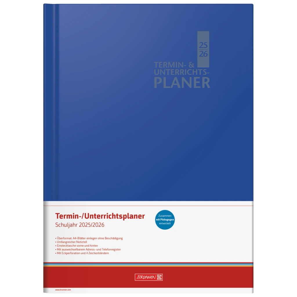 Termin- & Unterrichtsplaner 2025/2026 | A4, Kunststoff, blau