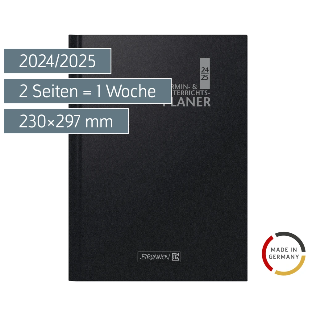 Termin- & Unterrichtsplaner 2024/2025 | A4, Kunststoff, schwarz