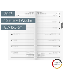 Wochen-Ersatzkalendarium Mod. 758 2027 | 8,7×15,3 cm, Karton, weiß