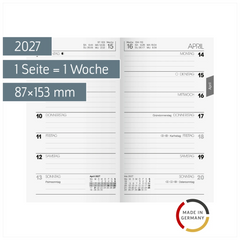 Wochen-Ersatzkalendarium Mod. 758 2027 | 87×153 mm, Karton, weiß
