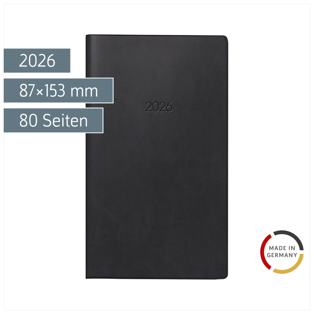 Taschenkalender Mod. 758 2026 | A6, Kunststoff, schwarz