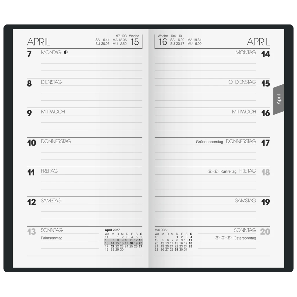 Taschenkalender Mod. 758 2027 | A6, Leder, denim