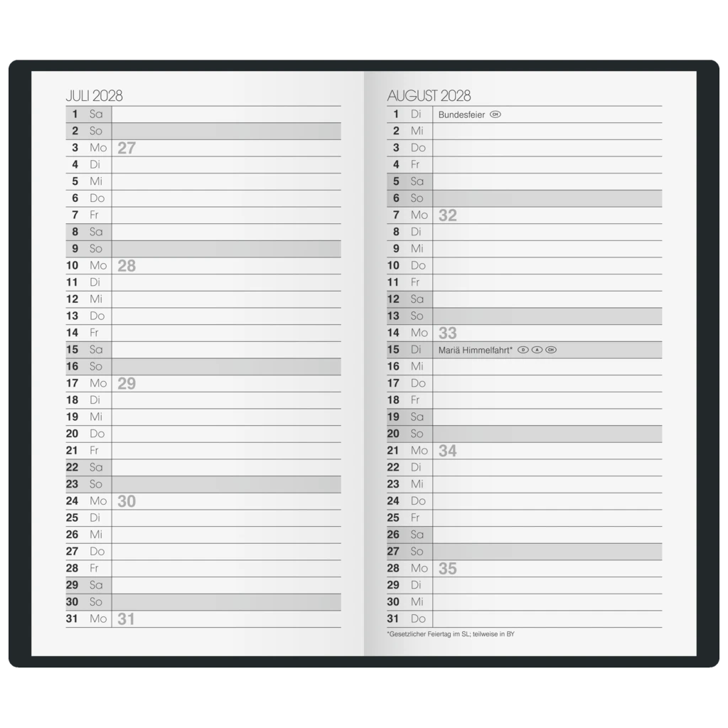 Taschenkalender Mod. 758 2027 | A6, Leder, denim