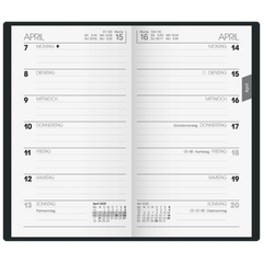 Taschenkalender Mod. 758 2026 | A6, Leder, schwarz