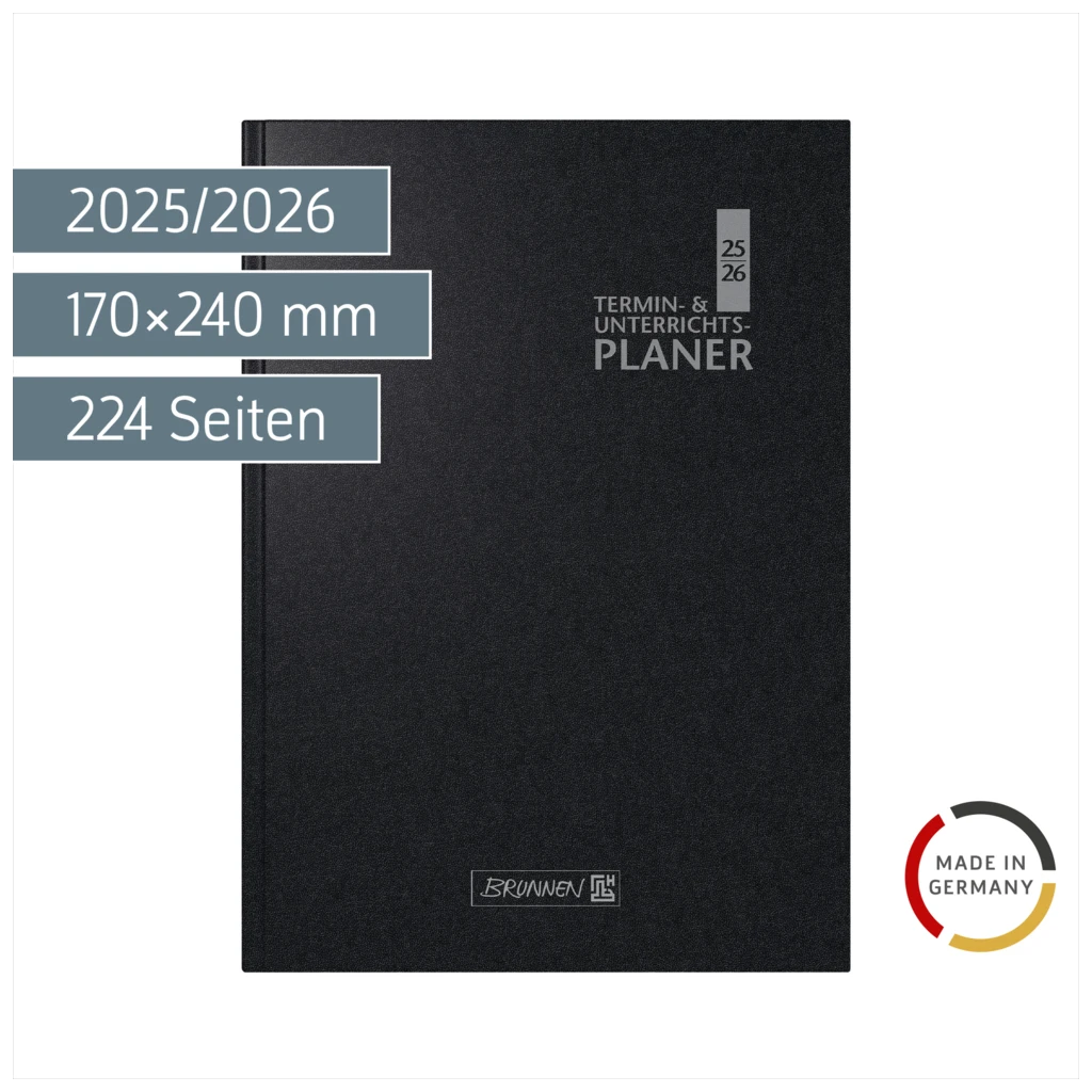 Termin- & Unterrichtsplaner 2025/2026 | A5, Kunststoff, schwarz