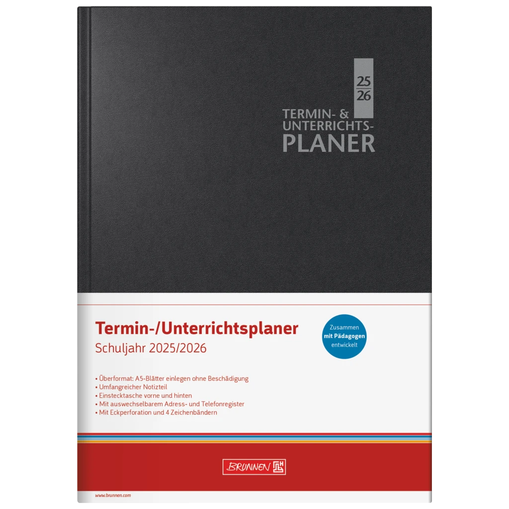 Termin- & Unterrichtsplaner 2025/2026 | A5, Kunststoff, schwarz