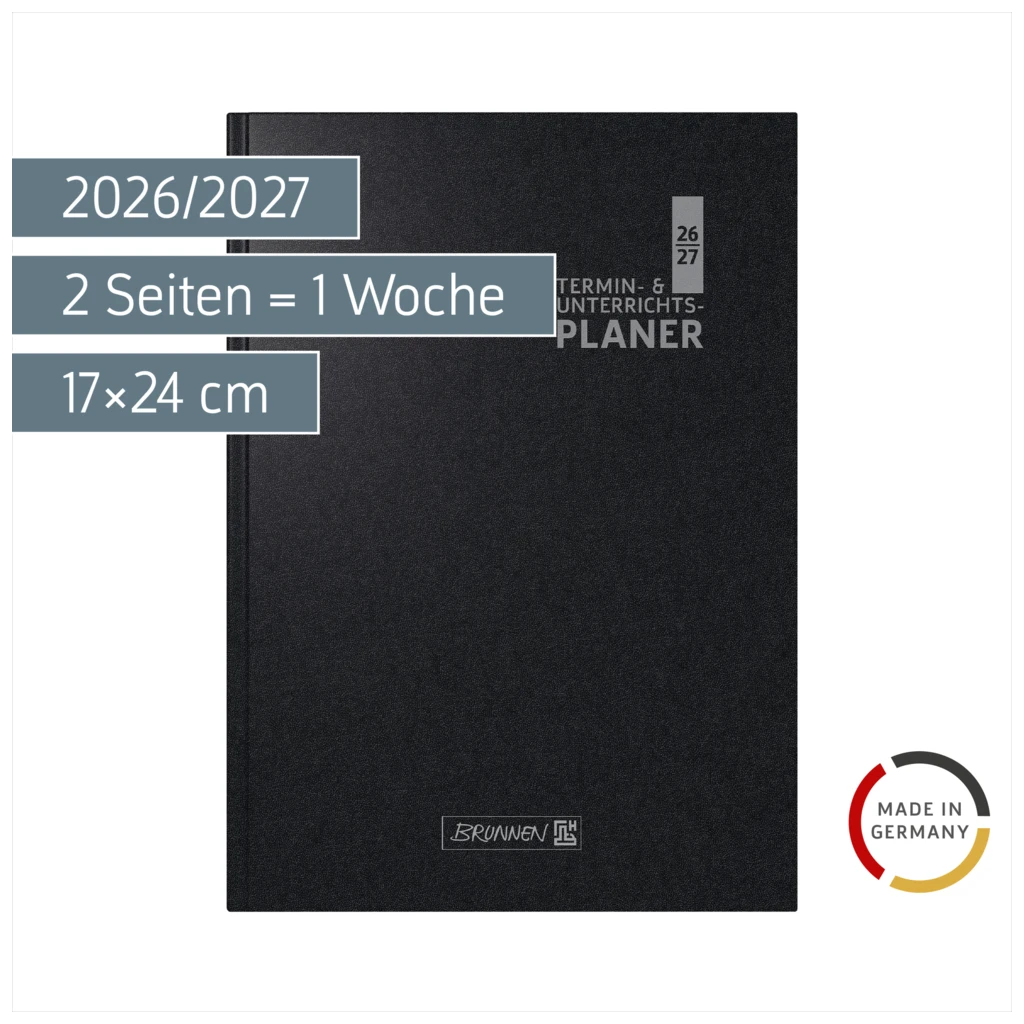 Lehrerkalender 2026/2027 Termin- & Unterrichtsplaner | A5, Kunststoff, schwarz