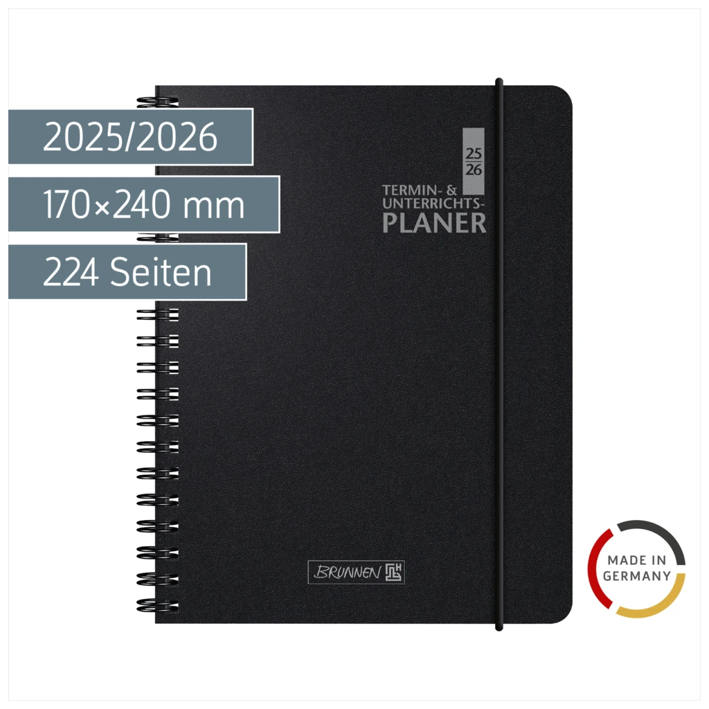 Termin- & Unterrichtsplaner 2025/2026 | A5, Kunststoff, schwarz